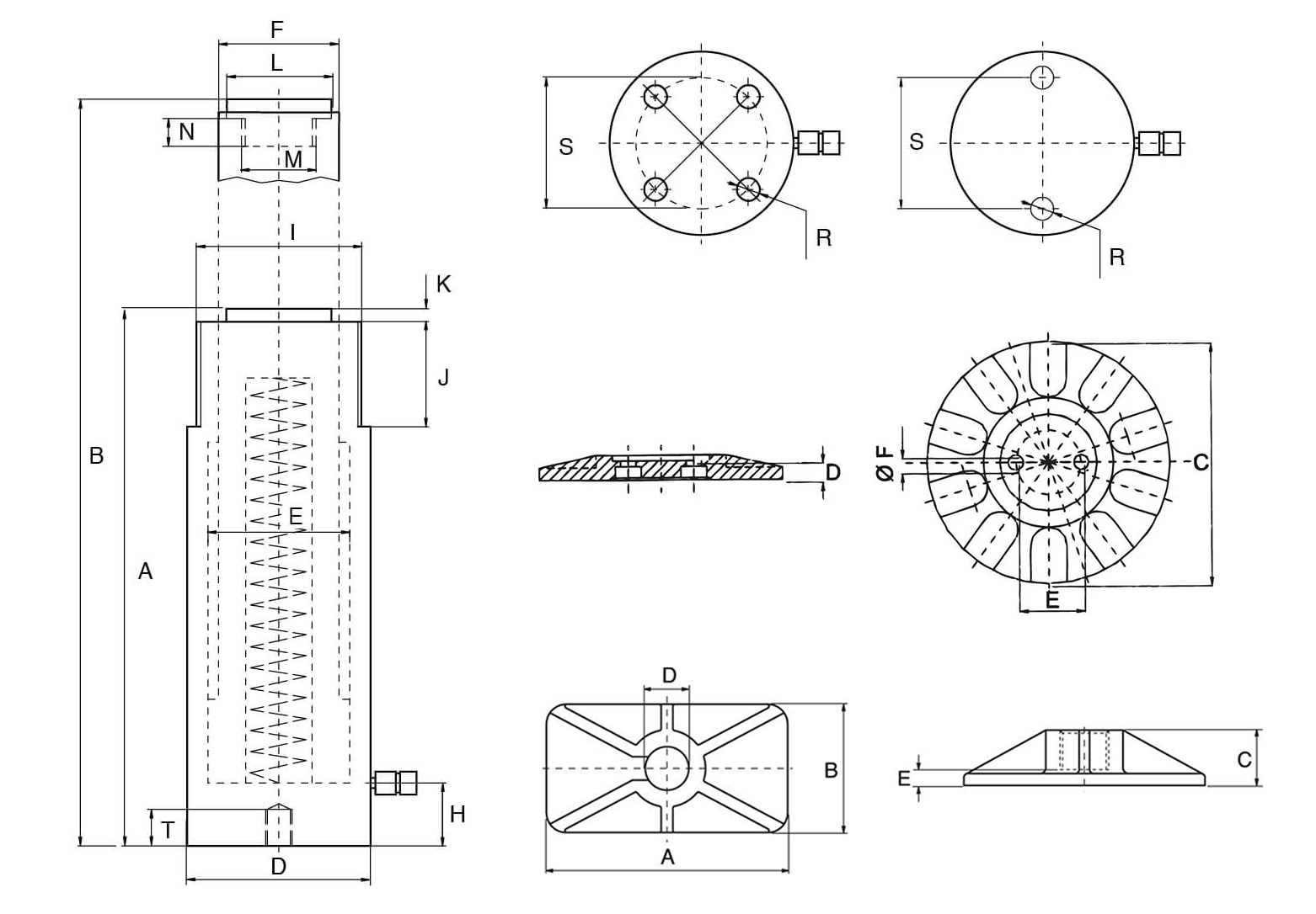 single-acting-cylinders-spring-return-drawing